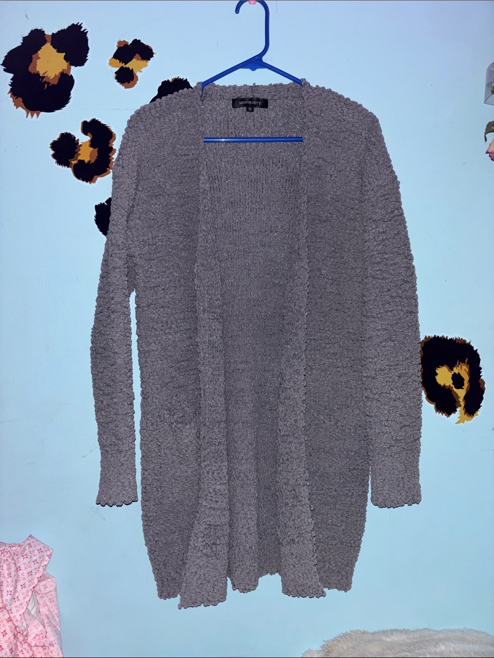 Medium Gray Cardigan Sweater with Pockets